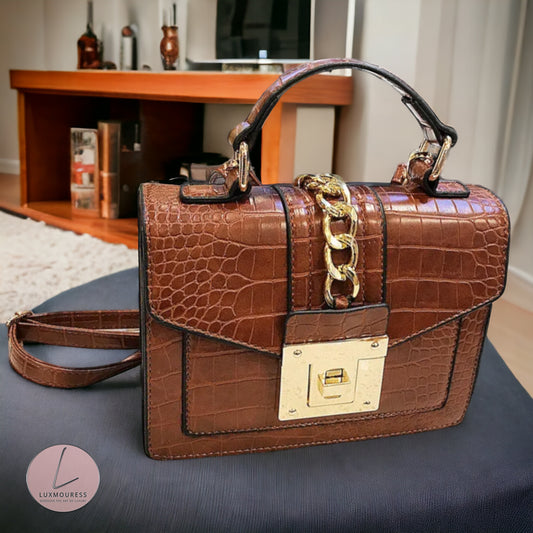 GILDED ALLURE - Luxury Crocodile and Snake Skin Pattern Handbag